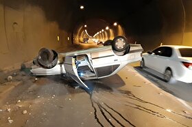 ویدئو| تصادف و واژگونی خودرو سواری در جاده چالوس