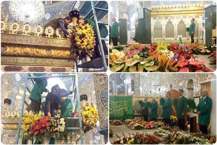 خادمان آستان قدس رضوی، حرم عقیله بنی هاشم «حضرت زینب کبری (س)»، را در آستانه میلاد با سعادتشان گل آرایی کردند.