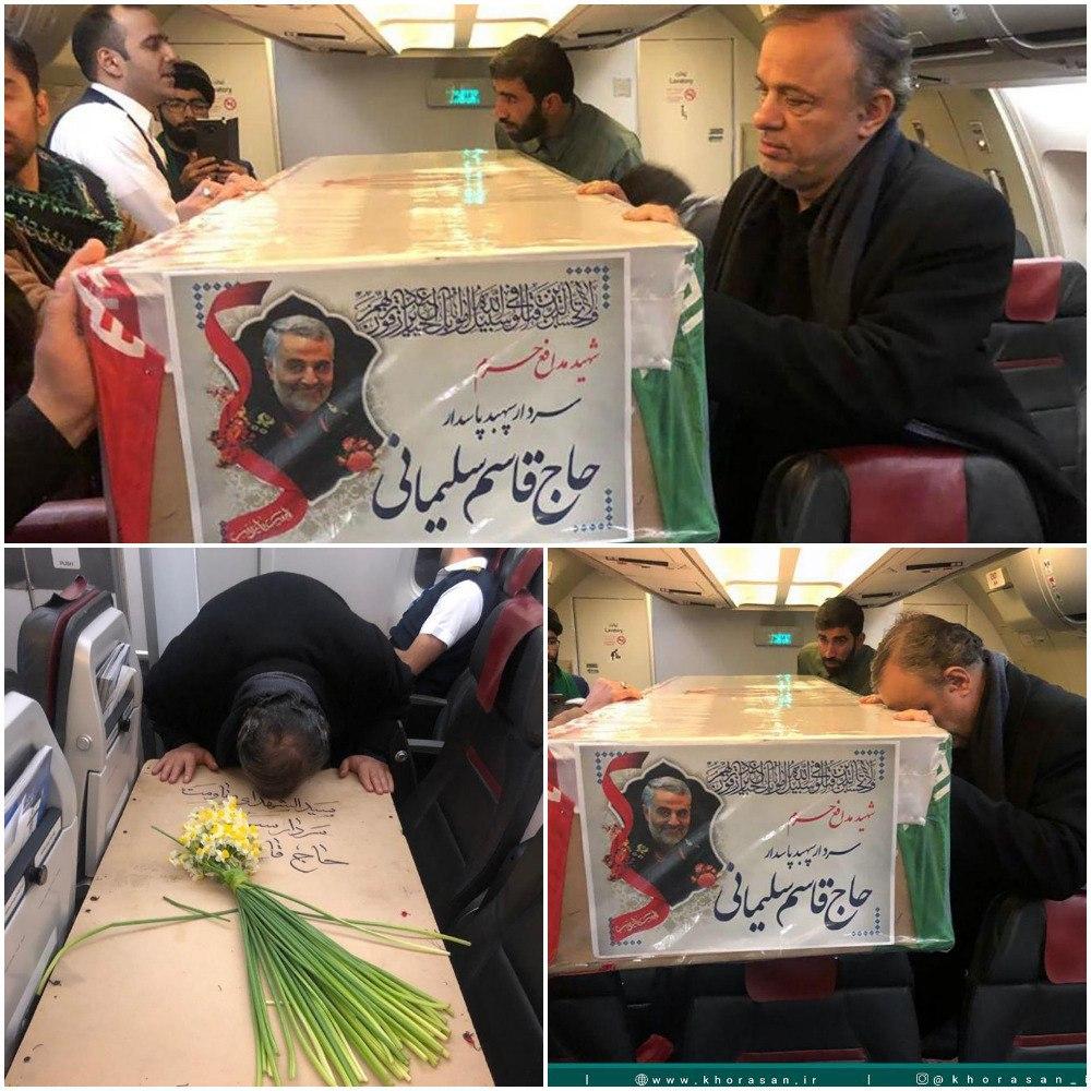 وداع علیرضا رزم‌حسینی، استاندارخراسان‌رضوی با یار دیرینه‌اش سردار شهید حاج‌قاسم سلیمانی