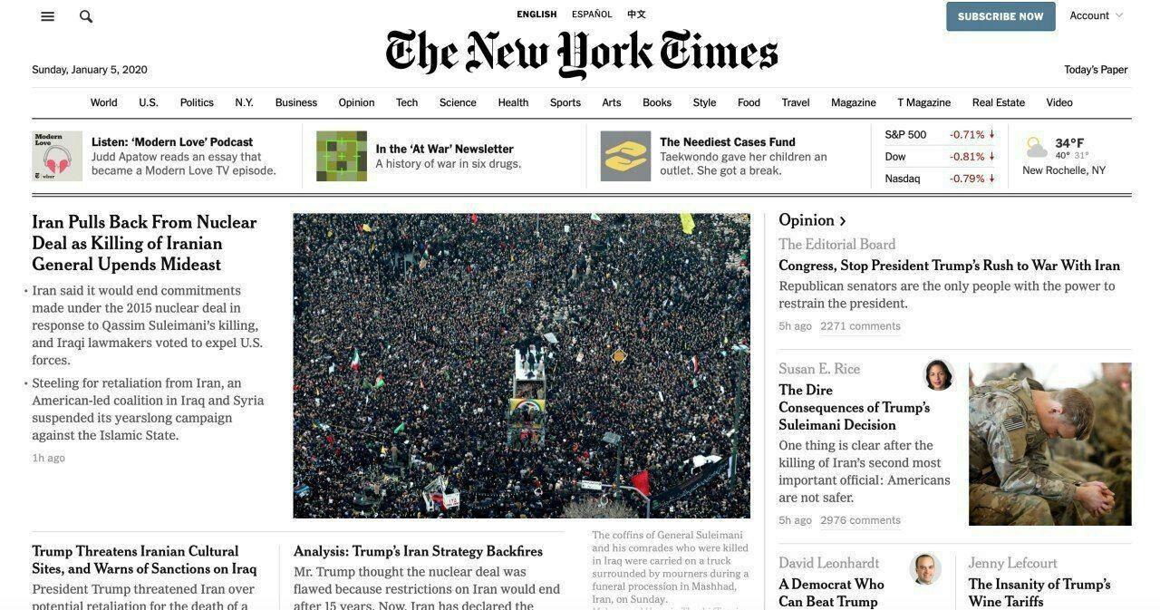 عکسی از محمد طاقی، عکس و تیتر یک نیویورک تایمز شد