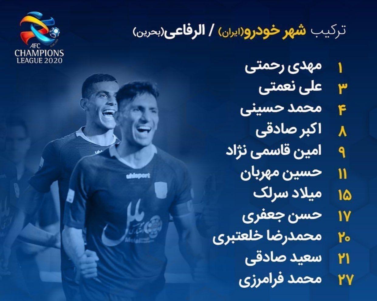 اعلام ترکیب شهرخودرو برابر نماینده بحرین اعلام ترکیب شهرخودرو برابر نماینده بحرین