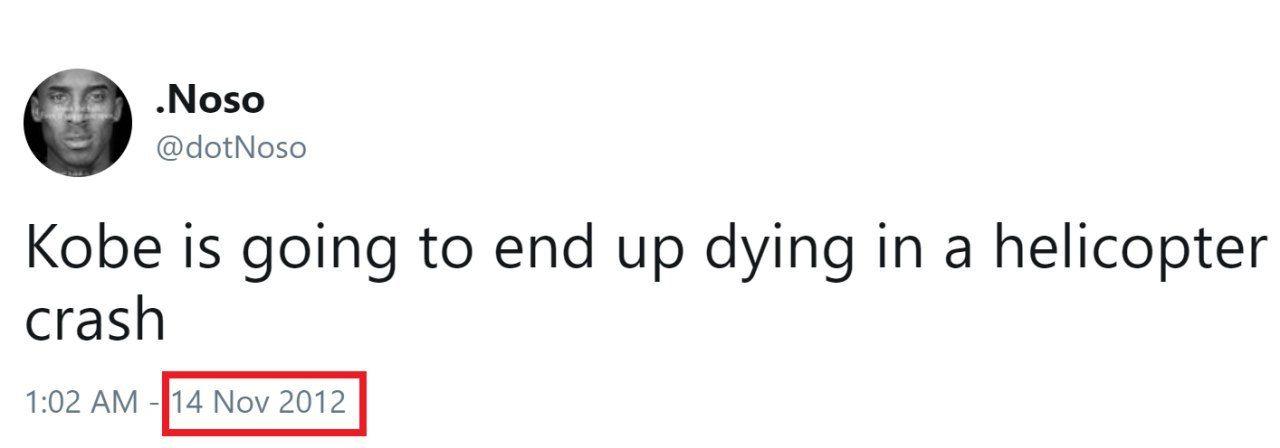 پیش‌بینی مرگ کوبی برایانت با سقوط هلی‌کوپتر در سال ۲۰۱۲ +فیلم و عکس