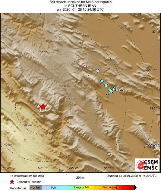 زلزله ۵.۱ ریشتری باز هم در شیراز