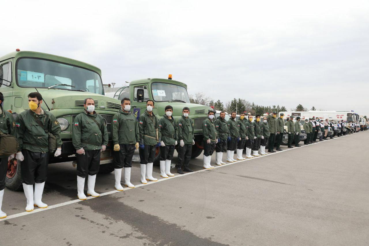 رزمایش دفاع بیولوژیک سپاه علیه کرونا در مشهد آغاز شد/۳۰۰ نقطه از مشهد گندزدایی می‌شود