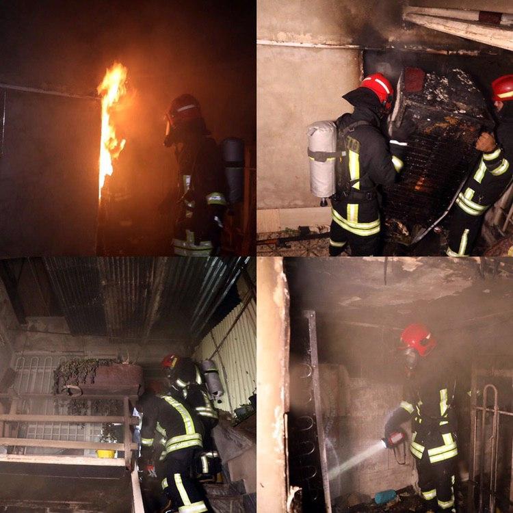 نجات ۴ نفر از میان شعله های آتش با جانفشانی مرد همسایه + عکس