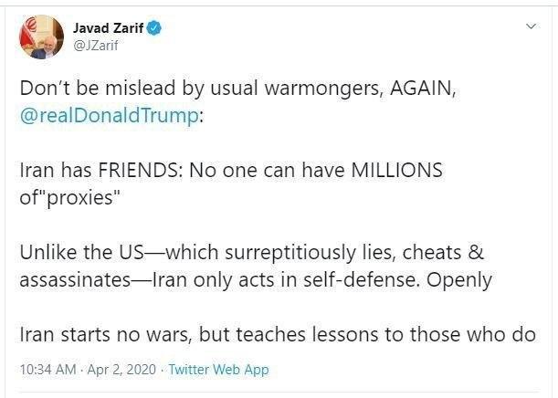 ظریف: ایران کسانی که جنگ را شروع کنند ادب خواهد کرد