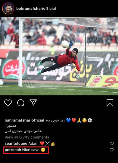 کامنت پیتر چک زیر پست بهتاش فریبا در اینستاگرام+عکس