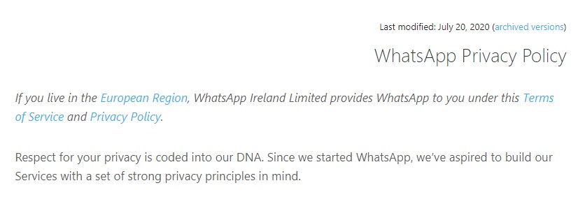 فیس‌بوک می‌تواند با قوانین جدیدیش به اطلاعات خصوصی کاربران واتساپ دسترسی داشته باشد