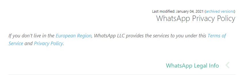 فیس‌بوک می‌تواند با قوانین جدیدیش به اطلاعات خصوصی کاربران واتساپ دسترسی داشته باشد