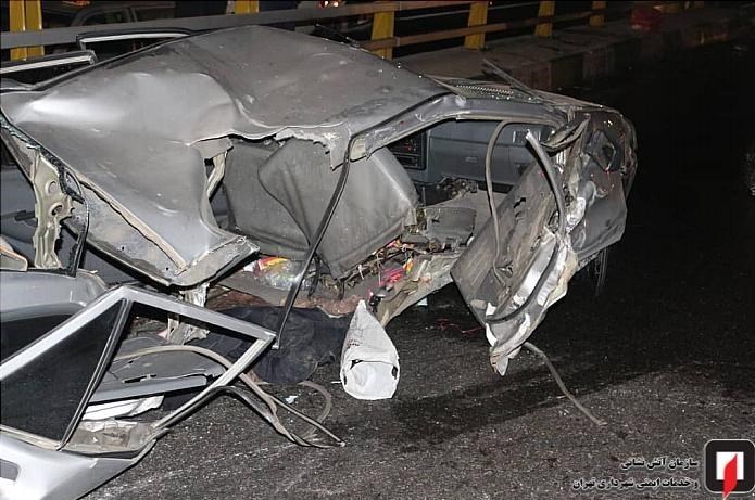 تصادف شدید در تهران؛ پراید له شد و راننده ناپدید! + تصاویر