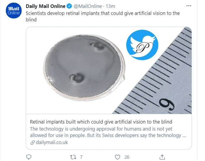 درمان نابینایی با ایمپلنت شبکیه توسط محققان سوئیسی درمان نابینایی با ایمپلنت شبکیه توسط محققان سوئیسی