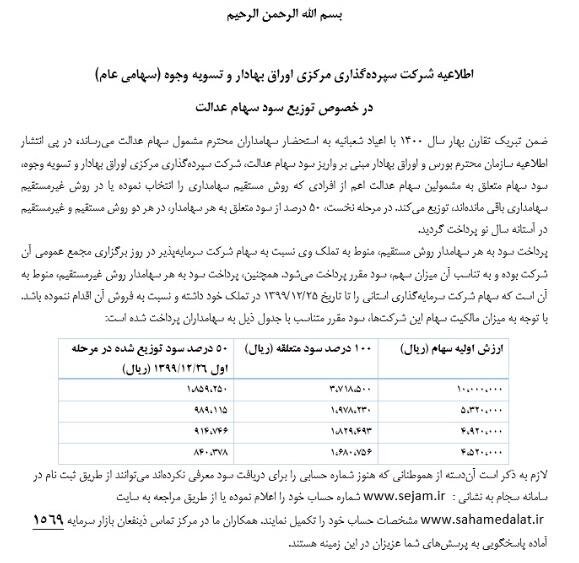 واریز سود سهام عدالت آغاز شد واریز سود سهام عدالت آغاز شد
