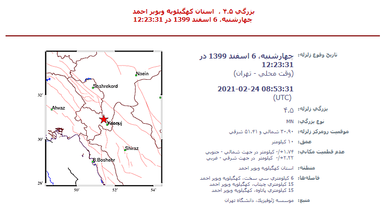 زلزله ۴/۵ ریشتری دوباره سی&zwnj;سخت را لرزاند + جزئیات