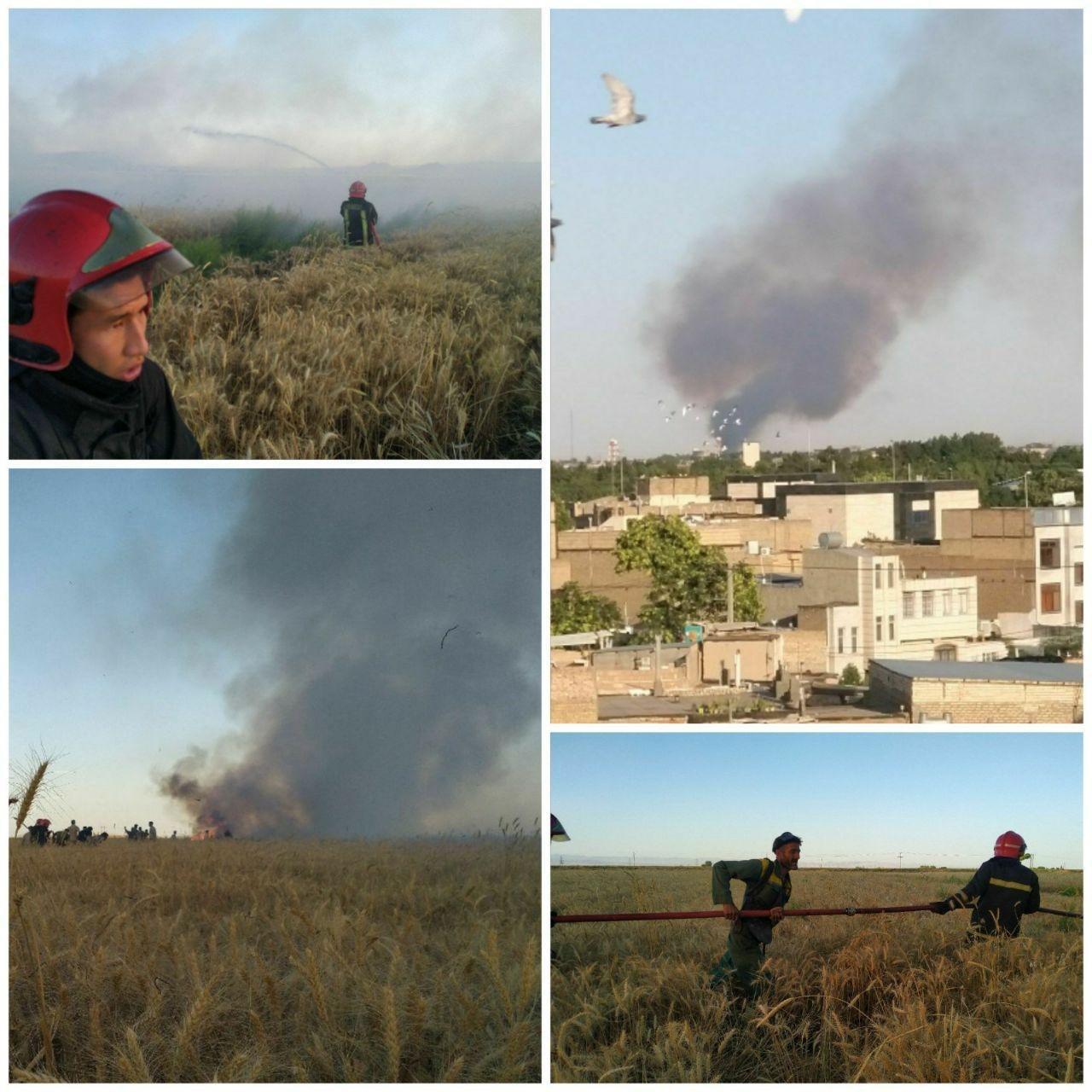مهار آتش&zwnj;سوزی مزرعه گندم در منطقه طرق/دلیل انتشار دود غلیظ در آسمان مشهد