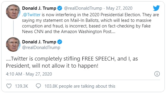 اضافه شدن اخطار بررسی حقیقت به توییت‌های انتخاباتی ترامپ