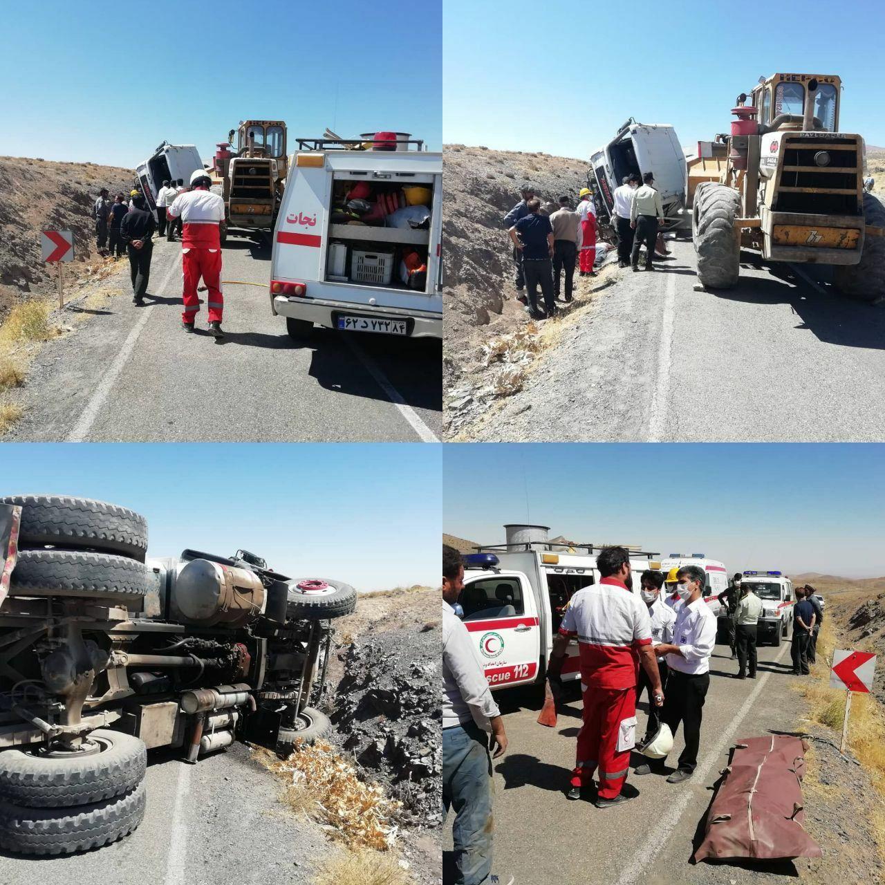 واژگونی کامیون، جان راننده را گرفت