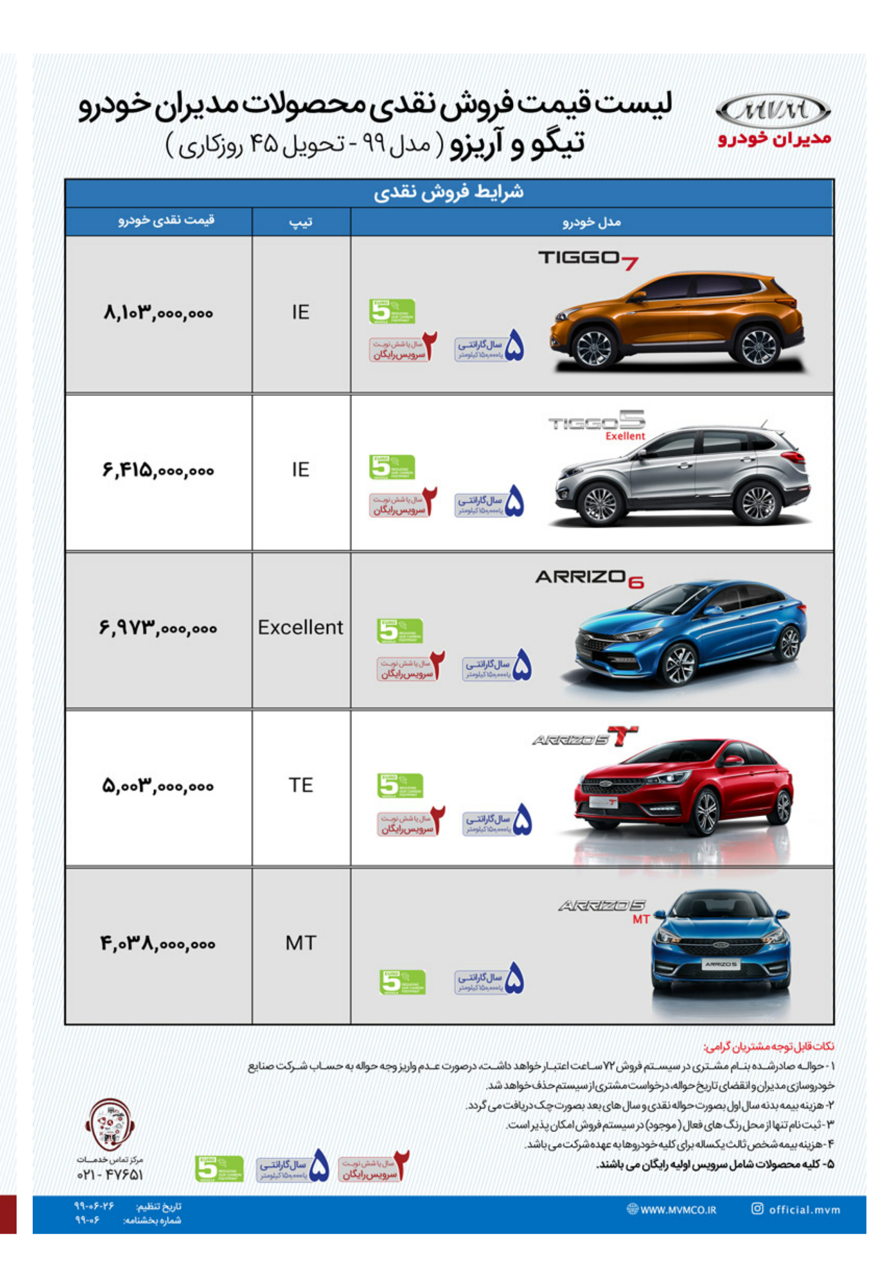 شرایط فروش و قیمت جدید محصولات مدیران خودرو + جدول (مهرماه ۹۹)