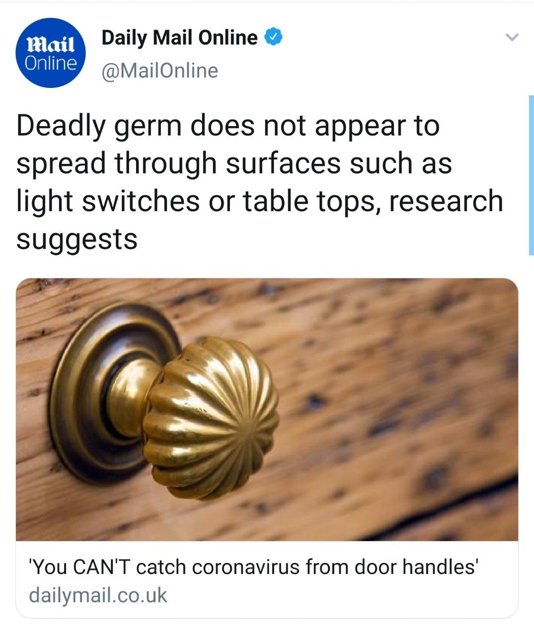 کرونا از طریق دستگیره در و کلید و پریز منتشر نمیشود کرونا از طریق دستگیره در و کلید و پریز منتشر نمیشود