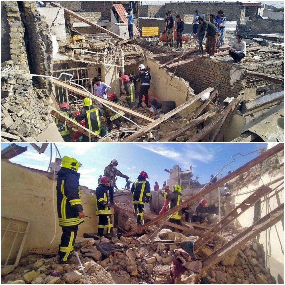 ریزش کامل ساختمان مسکونی ۲ طبقه در خیابان پورسینای مشهد + تصاویر