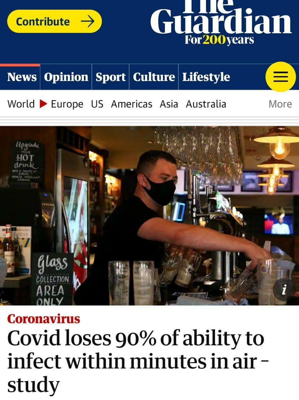 ویروس کرونا ۹۰ درصد از قابلیت سرایت خود در هوا را از دست داده است ویروس کرونا ۹۰ درصد از قابلیت سرایت خود در هوا را از دست داده است