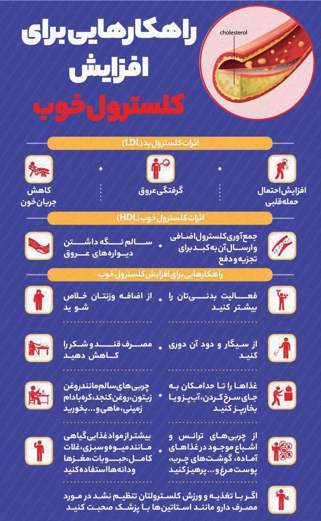اینفوگرافیک | راهکار&zwnj;هایی برای افزایش کلسترول خوب