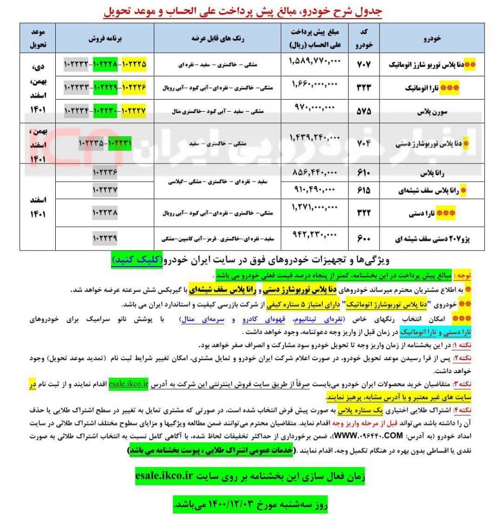 پیش‌فروش یک ساله محصولات ایران خودرو از ۳ اسفند ماه ۱۴۰۰ + بخشنامه و لینک ثبت نام