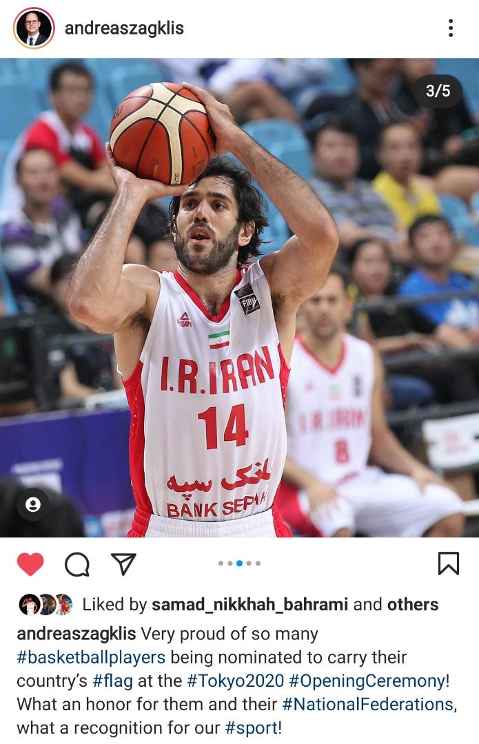 پیام تبریک دبیرکل فیبا به صمد پرچمدار کاروان ایران در المپیک+عکس پیام تبریک دبیرکل فیبا به صمد پرچمدار کاروان ایران در المپیک+عکس