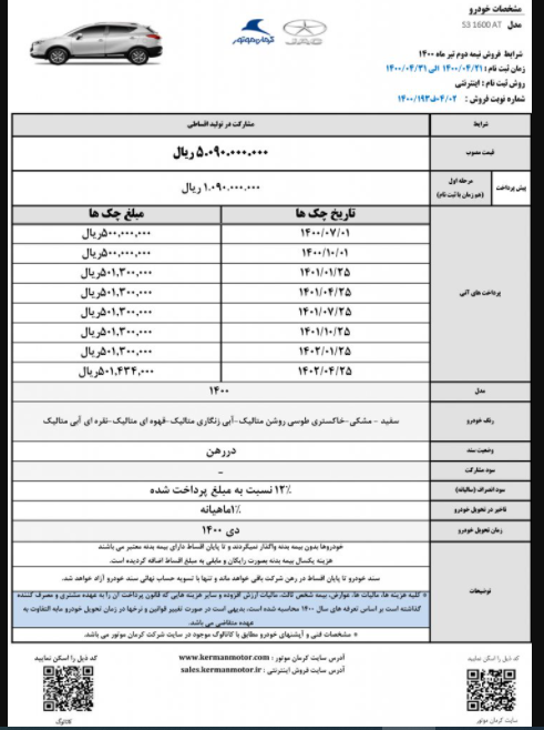 آغاز فروش اقساطی ۳ خودرو کرمان موتور از امروز ۲۱ تیرماه ۱۴۰۰ + جدول و لینک ثبت نام آغاز فروش اقساطی ۳ خودرو کرمان موتور از امروز ۲۱ تیرماه ۱۴۰۰ + جدول و لینک ثبت نام
