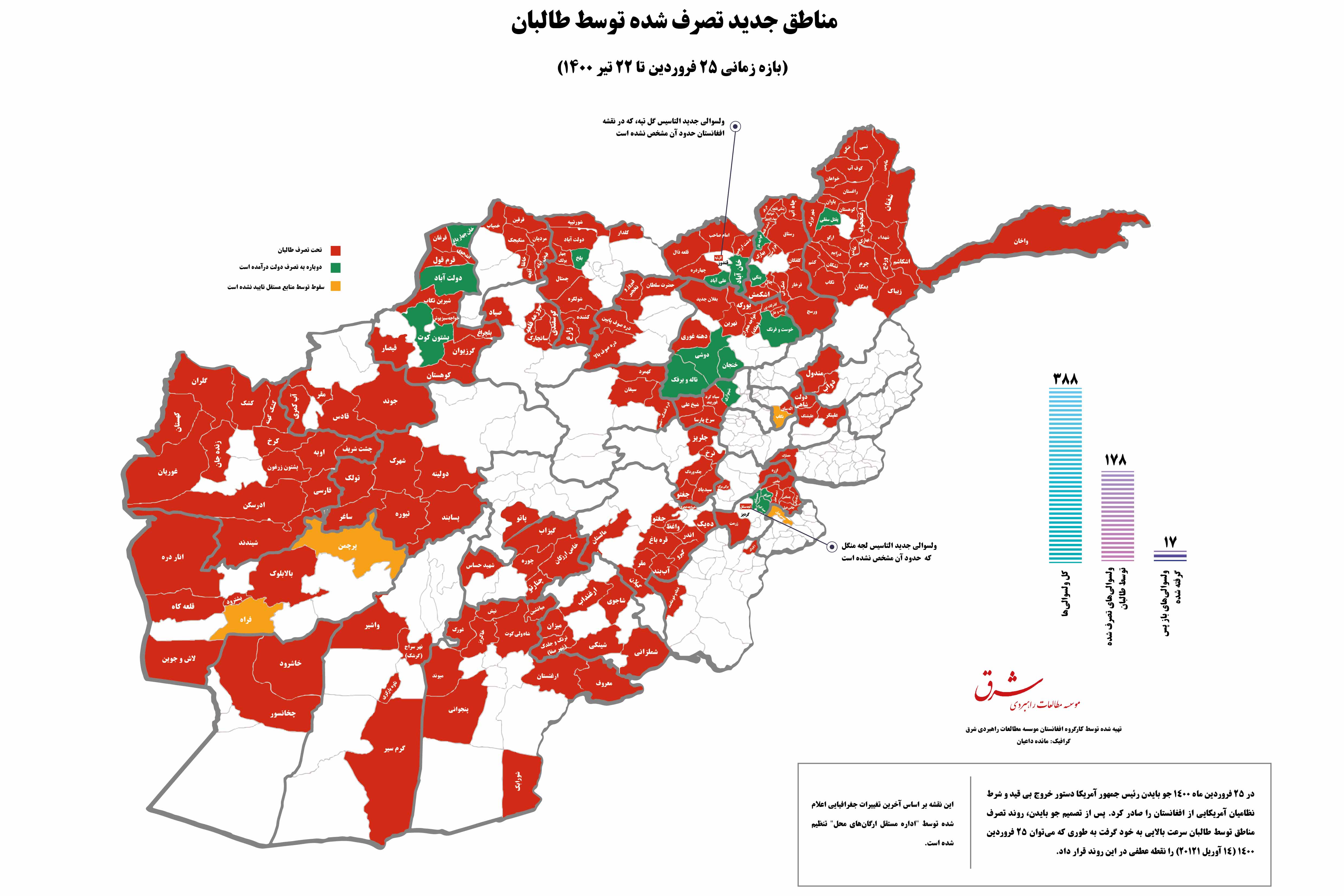 مناطق تصرف شده توسط طالبان تا ۲۲ تیرماه ۱۴۰۰ + نقشه مناطق تصرف شده توسط طالبان تا ۲۲ تیرماه ۱۴۰۰ + نقشه