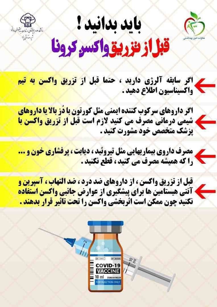 نکات مهم قبل از تزریق واکسن کرونا + عکس