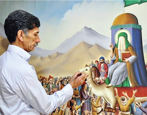 ذکر رضا (ع) بر پرده و رنگ