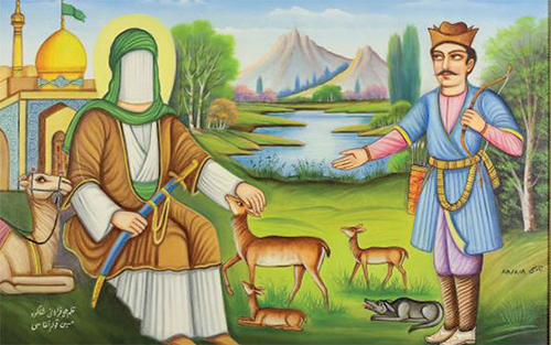 ذکر رضا (ع) بر پرده و رنگ ذکر رضا (ع) بر پرده و رنگ