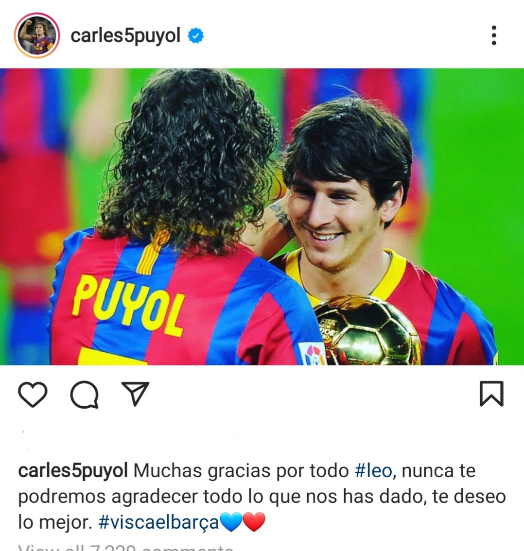 واکنش کارلوس پویول به جدایی مسی از بارسلونا + عکس واکنش کارلوس پویول به جدایی مسی از بارسلونا + عکس