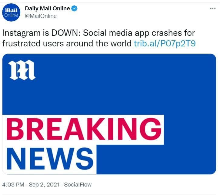 اختلال و قطعی در اینستاگرام  (۱۱ شهریور ۱۴۰۰)