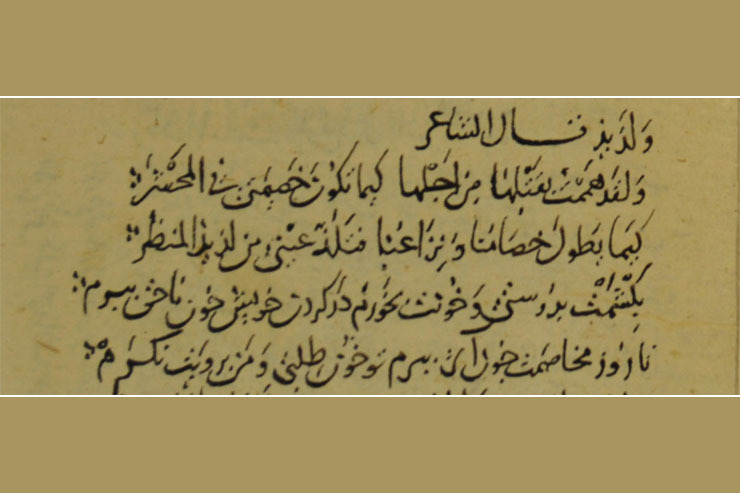 در شرح و توضیح آیه ۷۱ سورۀ زخرف، خواجه عبدا... انصاری در نسخۀ تفسیرش که هنوز منتشر نشده است، دو بیت از شاعری عرب نقل می‌کند که تاکنون عینا آن را در جایی نیافته‌ام، اما بخشی از آن را به قیس بن‌الملوح یا همان مجنون بنی عامر نسبت داده‌اند.