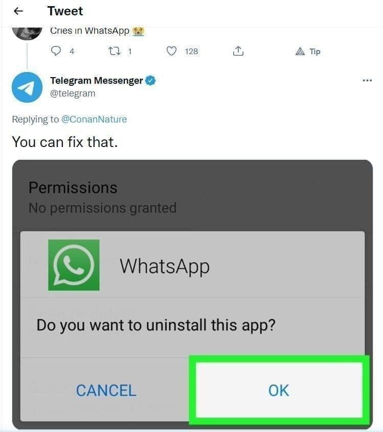 شوخی کاربران در ازائه راهحل برطرفشدن قطعی واتساپ (۱۲ مهر ۱۴۰۰) + عکس شوخی کاربران در ازائه راهحل برطرفشدن قطعی واتساپ (۱۲ مهر ۱۴۰۰) + عکس