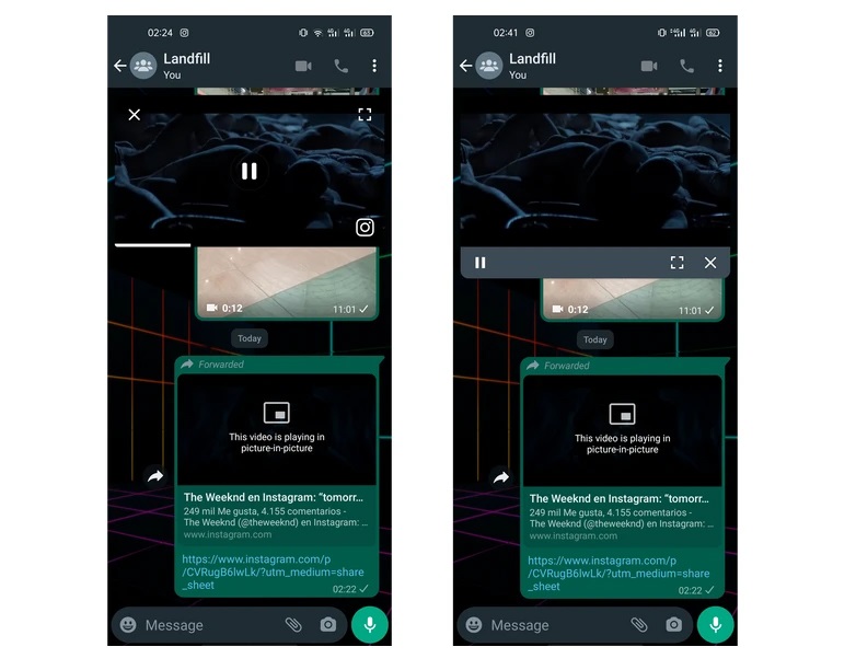 معرفی رابط کاربری جدید تصویر در تصویر واتساپ معرفی رابط کاربری جدید تصویر در تصویر واتساپ