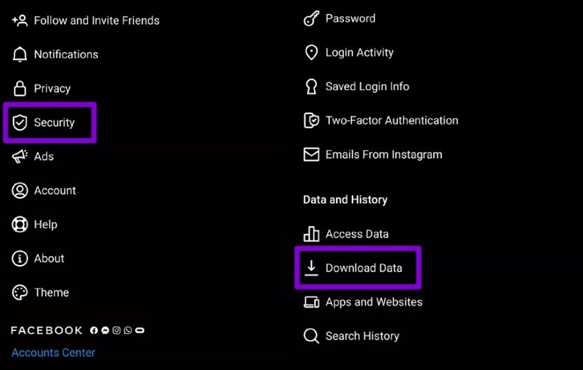 روش مشاهده، دانلود یا حذف داده های اینستاگرام + عکس روش مشاهده، دانلود یا حذف داده های اینستاگرام + عکس