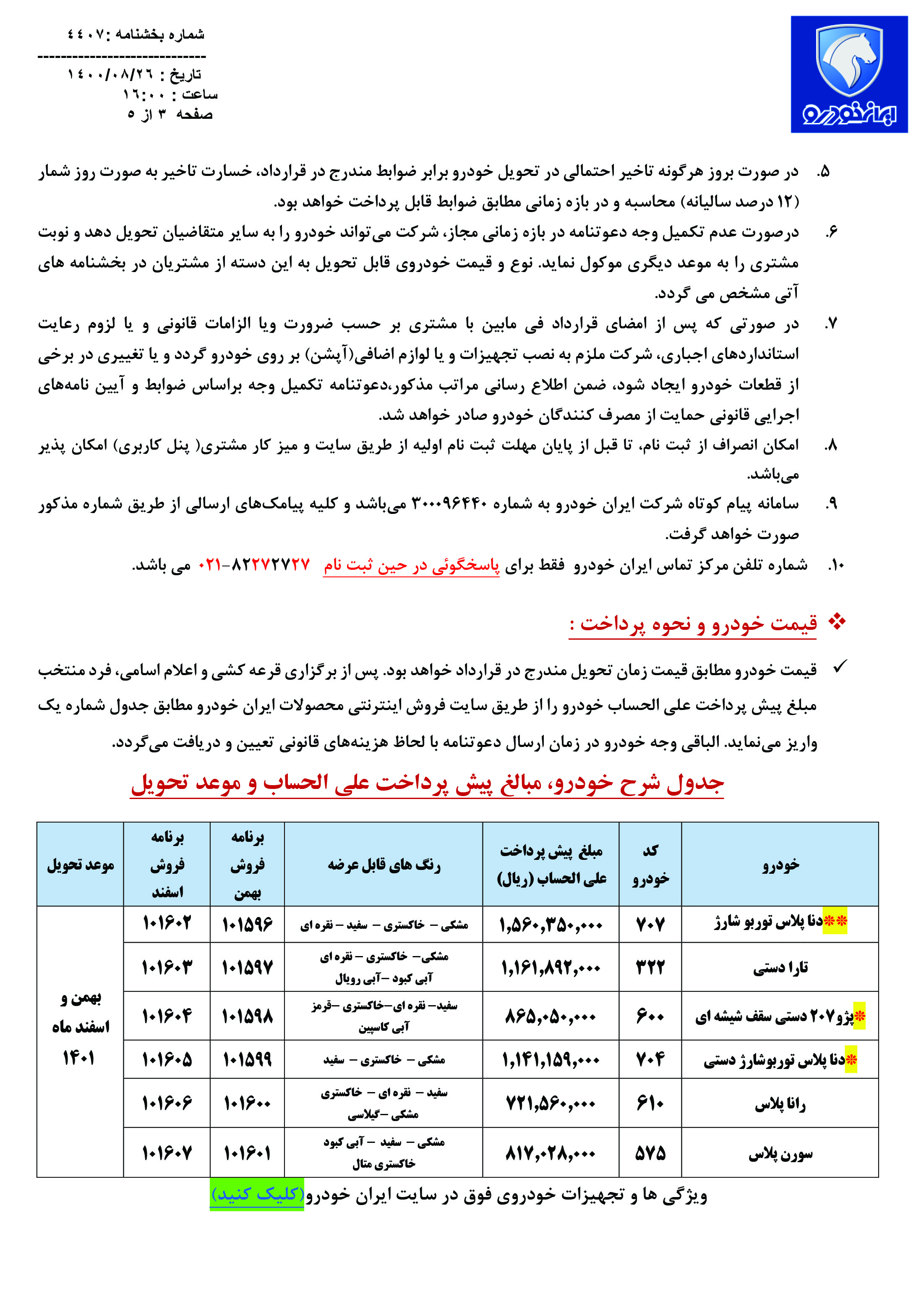 آغاز پیش فروش مشارکت در تولید محصولات ایران خودرو از پنج شنبه ٢٧ آبان ۱۴۰۰ + شرایط و جدول فروش