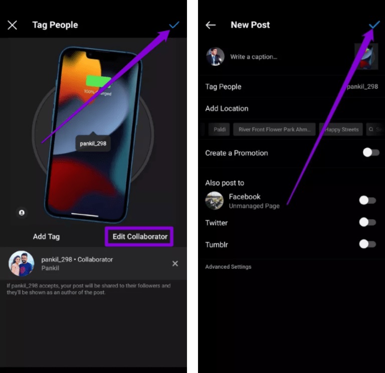 آموزش گذاشتن پست اشتراکی در اینستاگرام + تصاویر آموزش گذاشتن پست اشتراکی در اینستاگرام + تصاویر