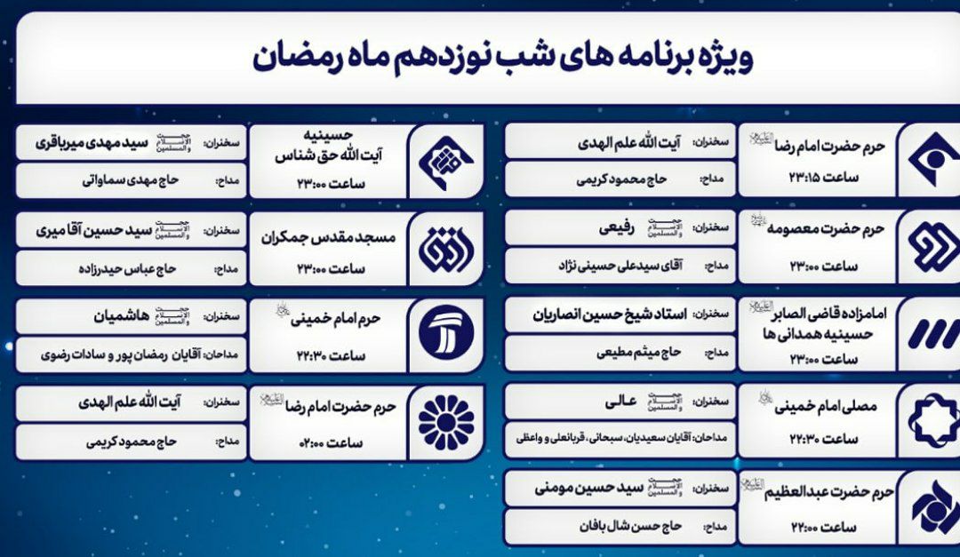برنامههای تلویزیون در شبهای قدر رمضان ۱۴۰۱ + جدول پخش برنامههای تلویزیون در شبهای قدر رمضان ۱۴۰۱ + جدول پخش