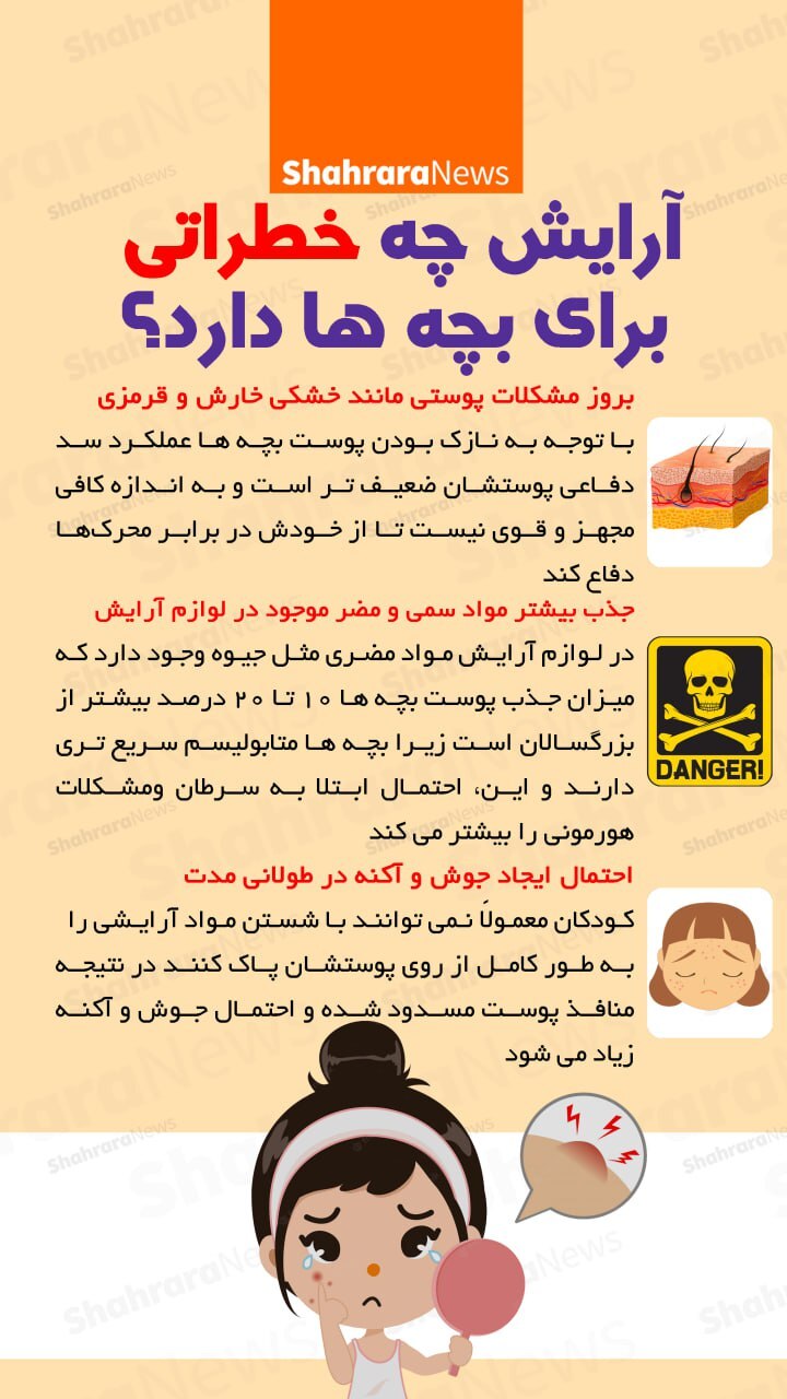 اینفوگرافی| آرایش چه خطراتی برای بچه‌ها دارد؟