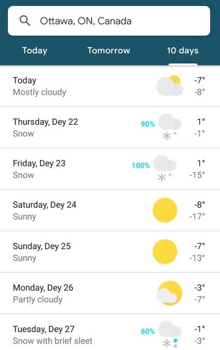 هواشناسی اتاوا کانادا
