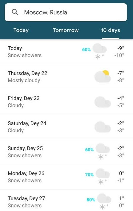 هواشناسی مسکو