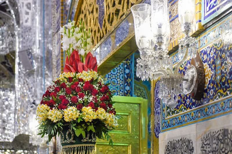 گل آرایی ضریح منور رضوی با ۸ هزار شاخه گل نرگس + فیلم و عکس