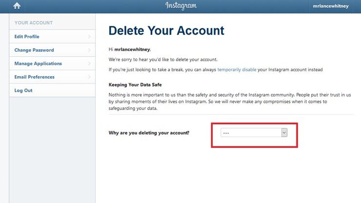 روش دیلیت اکانت و دی اکتیو کردن اینستاگرام + عکس روش دیلیت اکانت و دی اکتیو کردن اینستاگرام + عکس