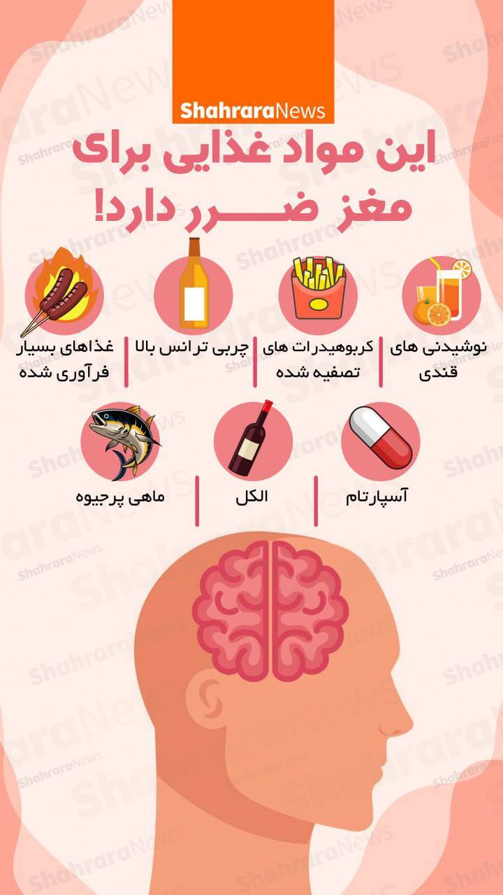اینفوگرافی| این مواد غذایی برای مغز ضرر دارد!