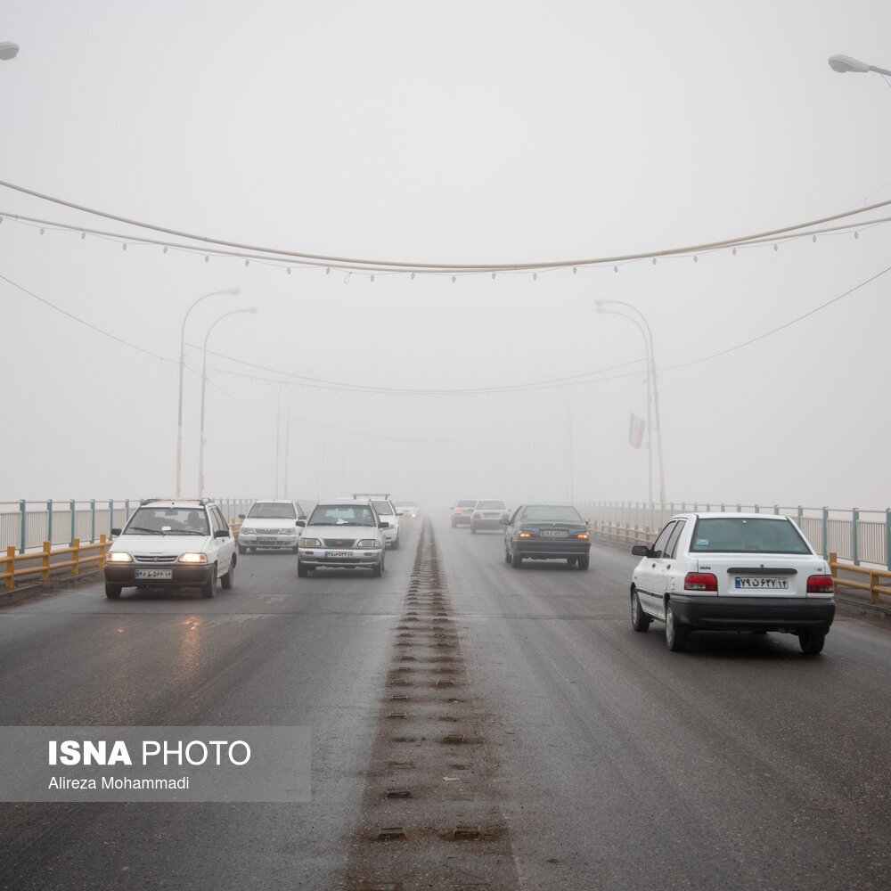 مه‌گرفتگی شدید در اهواز + تصاویر