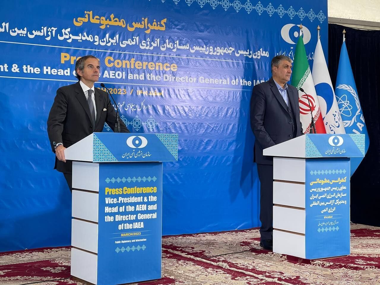 نتیجه نشست خبری گروسی و اسلامی| گروسی: آماده‌ایم کار را پیش ببریم| اسلامی: ابهام درباره غنی‌سازی ۸۴ درصدی حل شد+ فیلم
