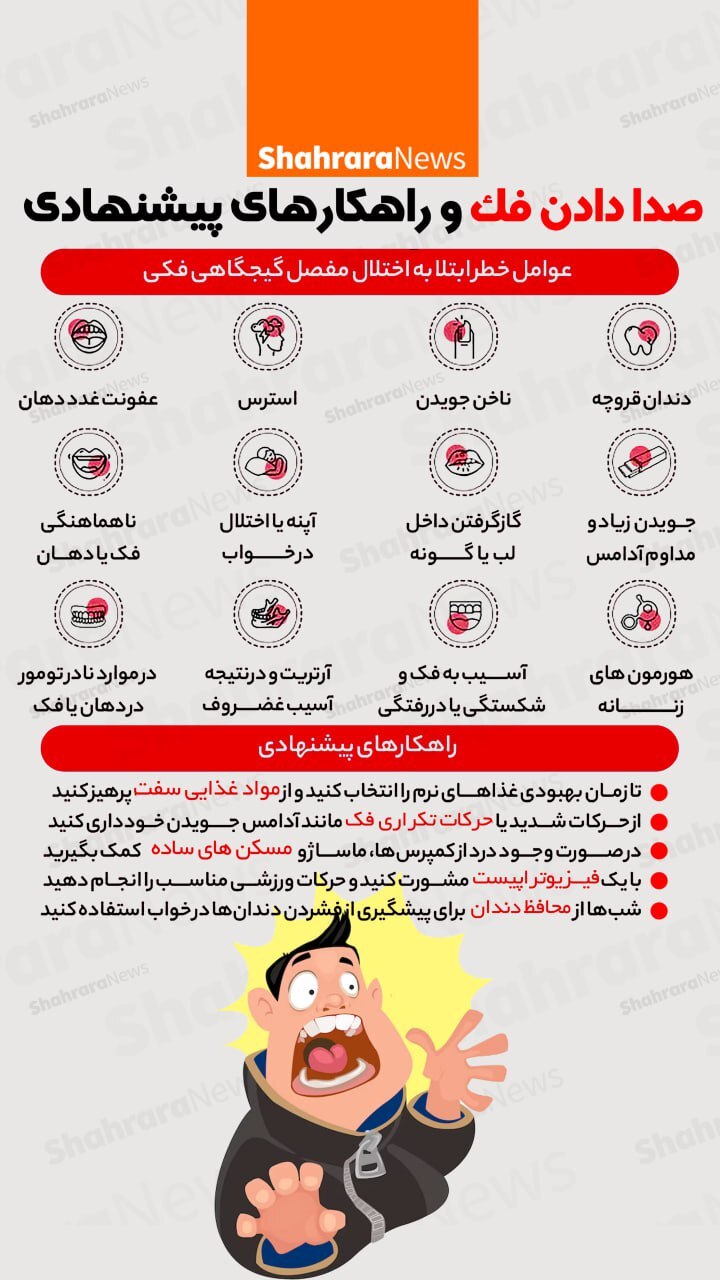 اینفوگرافی| صدا دادن فک و راهکار‌های پیشنهادی